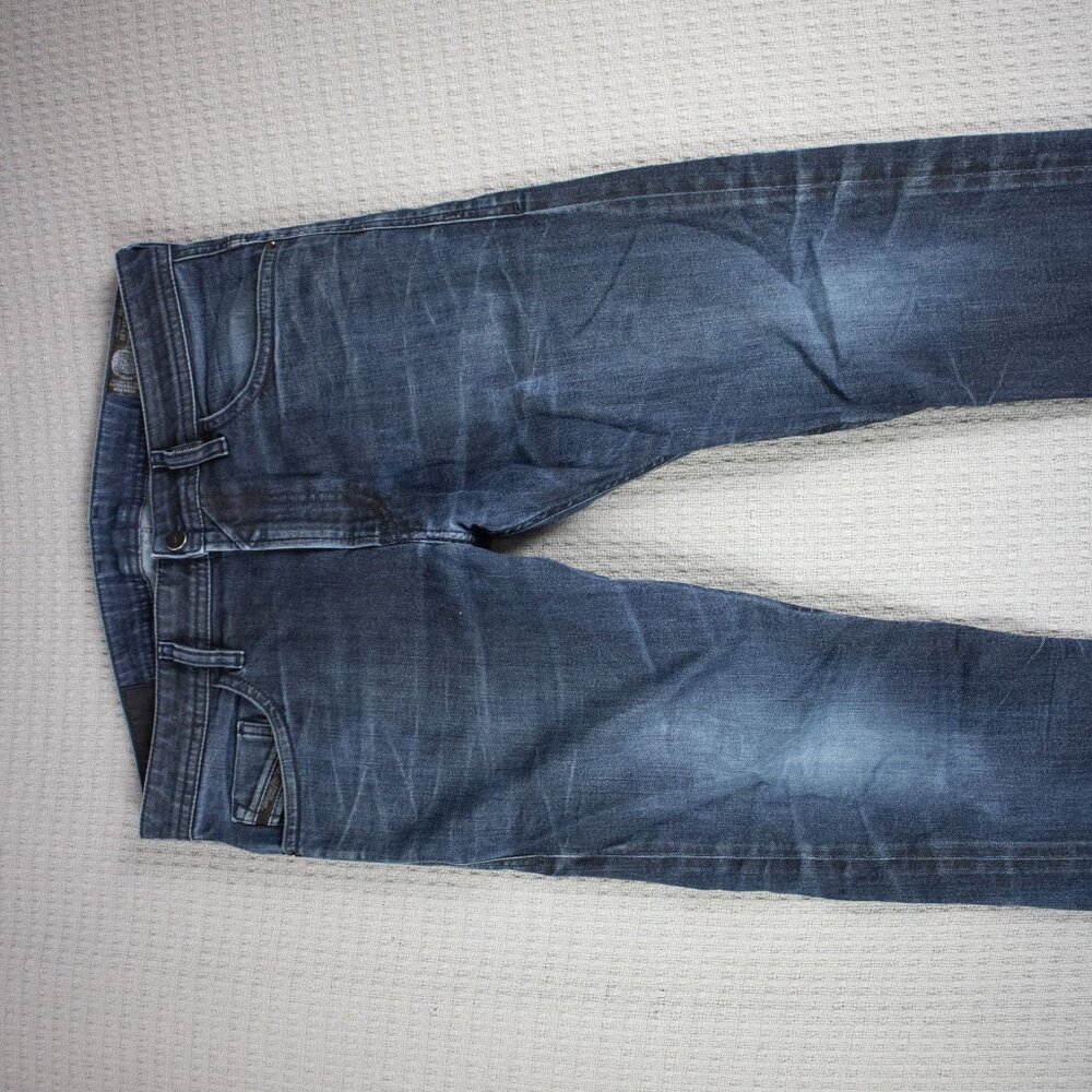 Diesel Vintage 00s Y2K Thommer Skinny Straight Jeans in Washed Diatressed Blue - Picture 3 of 8